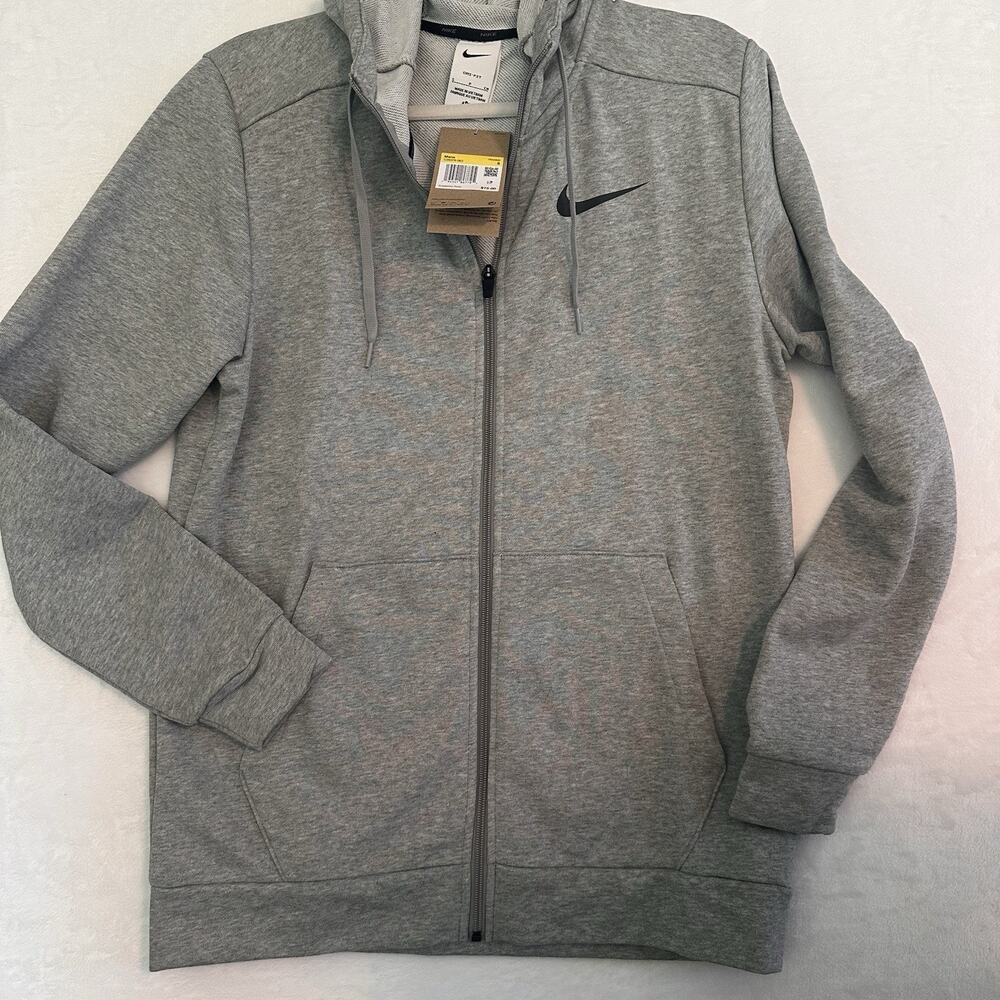 Nike Dri-FIT Men’s S Gray Full Zip Training Hoodie CZ6376-063 NWT